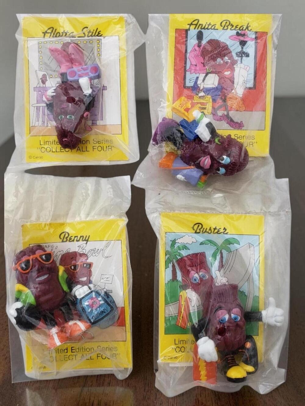 Vintage Calrab Limited Edition Grape Vine Bowl Character Figures Set of 4